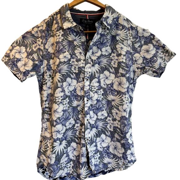 Dirty Laundry Other - DIRTY LAUNDRY Blue Floral Button Up Short Sleeve Shirt Mens L